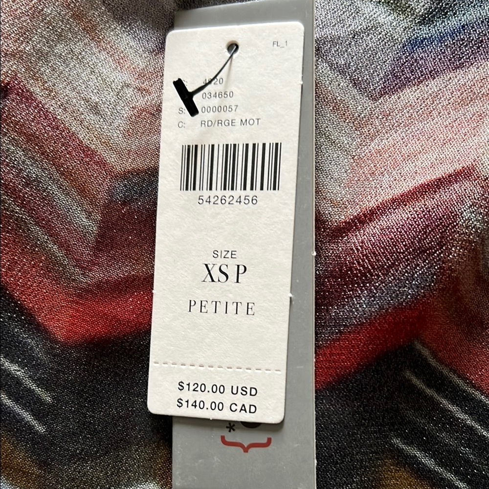NWT Conditions Apply Anthropologie Chevron Top XS Petite - Picture 7 of 8